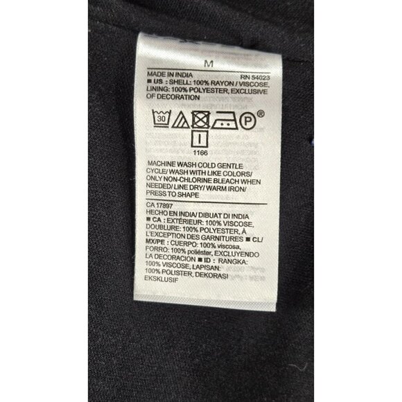 Old Navy Boho Midi Dress M Black Floral Hippie Peasant Cottage Rayon Lined - Picture 9 of 14